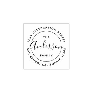 Custom Family Name Wooden Return Address Rubber Stamp