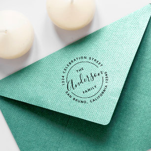 Custom Family Name Wooden Return Address Rubber Stamp