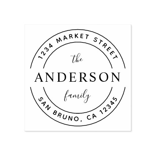 Custom Family Name | Wooden Round Return Address Rubber Stamp Custom Family Name Wooden Round Return Address Rubber Stamp