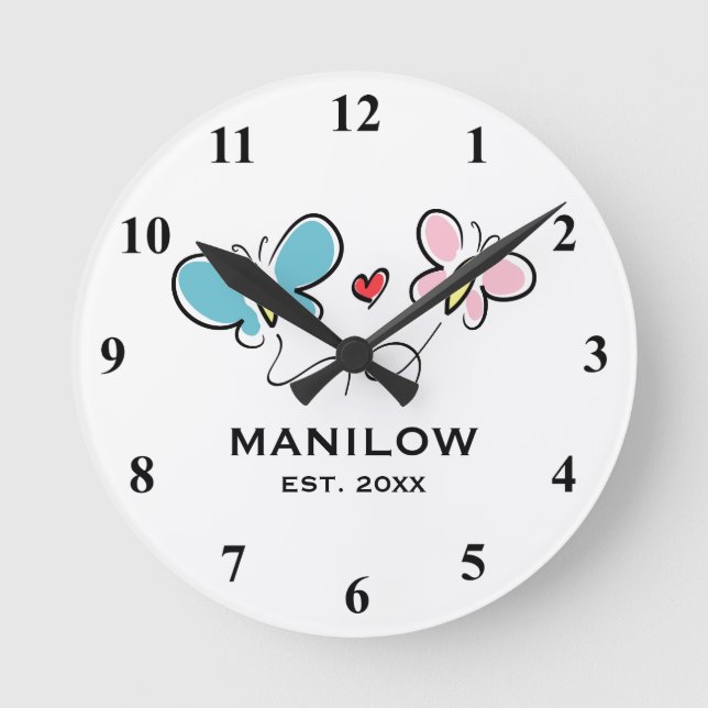 Custom family name year established wall clock (Front)