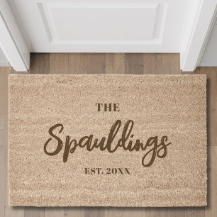 Custom Family Name, Year Established, Welcome Fiber Doormat