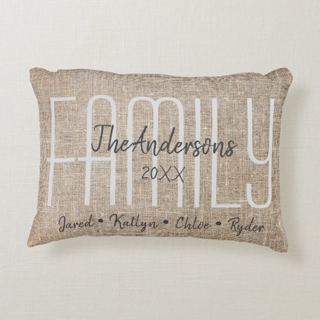 Custom Family Names Accent Pillow (Back)
