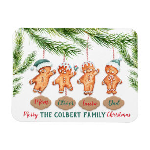 Custom family names Christmas gingerbread art Magnet