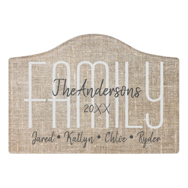 Custom Family Names Door Sign (Small Crest Front)