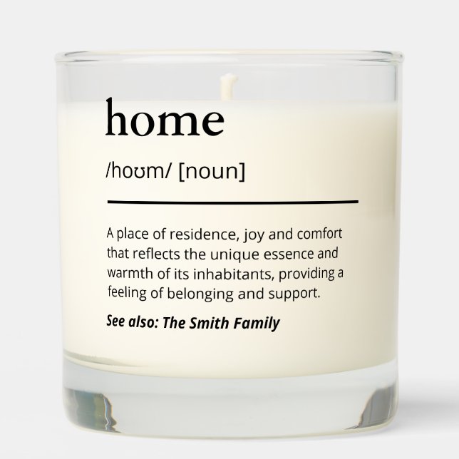 Custom family names personalized home definition scented candle (Front)