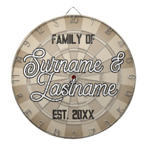 CUSTOM FAMILY NAMES & Year Established Khaki Color Dart Board