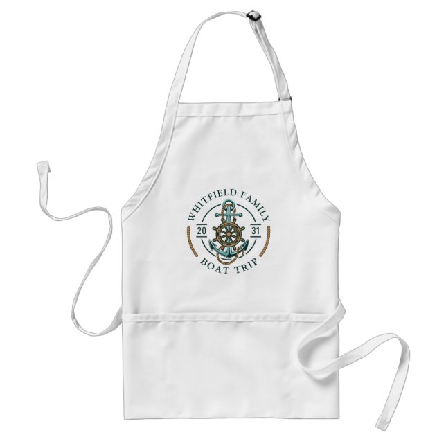 Custom Family Nautical Boat Trip Reunion Vacation Adult Apron (Front)