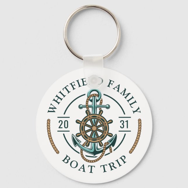 Custom Family Nautical Boating Vacation Keychain (Front)