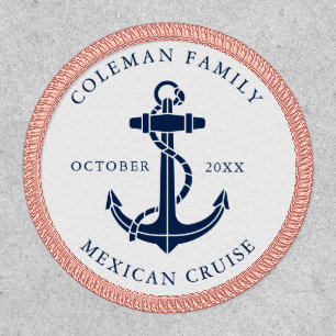 Custom Family Nautical Navy Blue Boat Anchor Patch