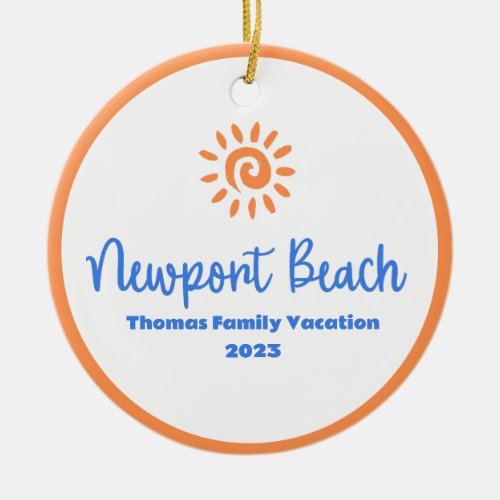 Custom Family Newport Beach Vacation Christmas Ceramic Ornament