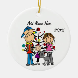 Custom Family of 4 With Dog Ornament