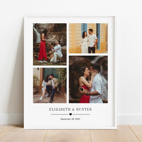 Custom Family or Wedding Couple 4 Photo Collage Poster