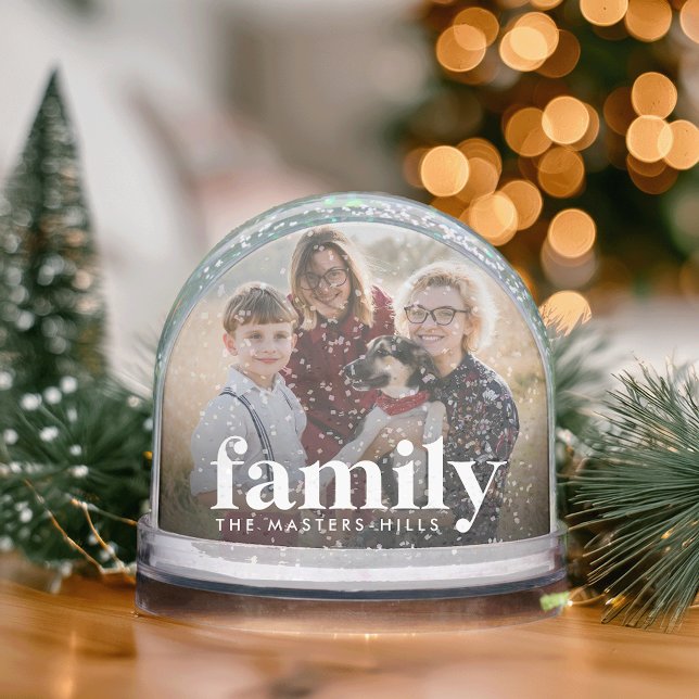 Custom Family Overlay Photo & Name Snow Globe (Creator Uploaded)