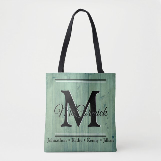 Custom Family Personalized Canvas Fabric Tote Bag (Front)