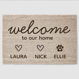 Custom Family & Pet Name Welcome Mat /Housewarming