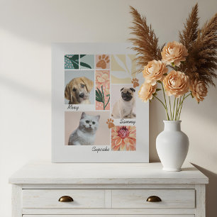 Custom Family & Pet Photo Collage Pet Theme Faux Canvas Print