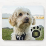 Custom Family Pet Photo | Monogrammed Mouse Pad<br><div class="desc">A custom family pet photo square mouse pad which features yours or your gift recipients unique monogram under a watercolor paw print. *******If your photo happens to get cut off, use the 'edit this design' or 'customize further' function to add it to the mousepad. Place it and resize it to...</div>
