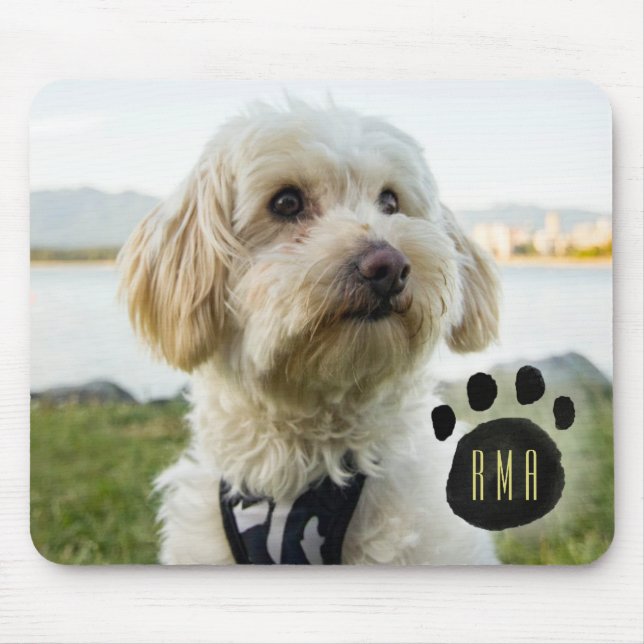 Custom Family Pet Photo | Monogrammed Mouse Pad (Front)