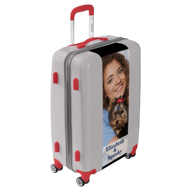 Custom Family Pet Photo Name Personalize Luggage (Rotated Left)