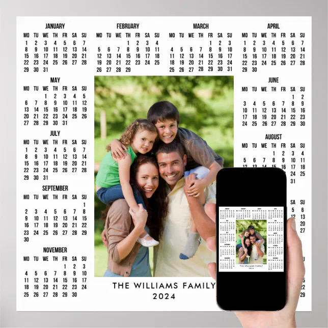 Custom Family Photo 2024 Calendar Poster Zazzle   Custom Family Photo 2024 Calendar Poster R6475d6f8da064d11a8f05a99035087a6 7ct0h5 644.webp