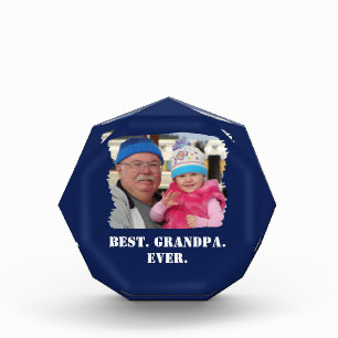 Custom Family Photo Abuelo Nonno Best Grandpa Ever Acrylic Award