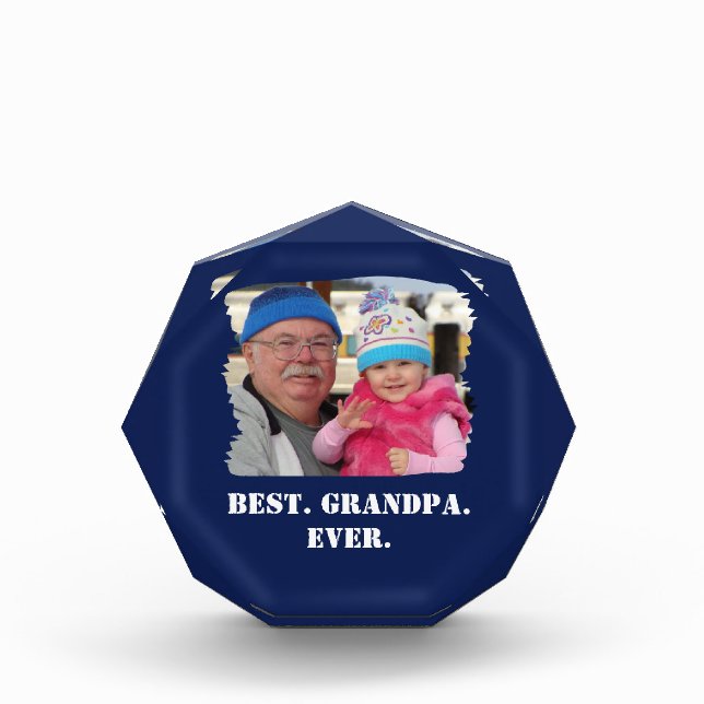 Custom Family Photo Abuelo Nonno Best Grandpa Ever Acrylic Award (Front)