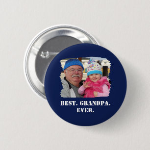 Custom Family Photo Abuelo Nonno Best Grandpa Ever Button