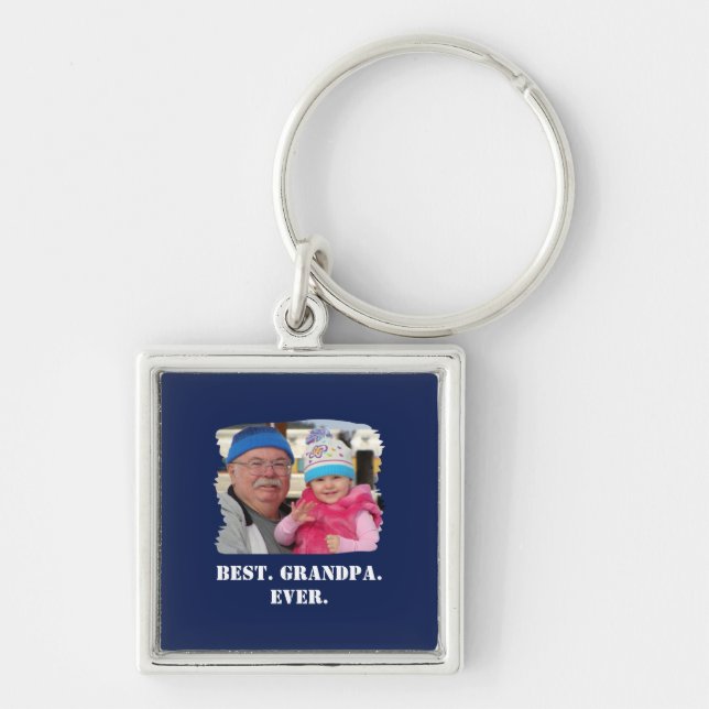 Custom Family Photo Abuelo Nonno Best Grandpa Ever Keychain (Front)