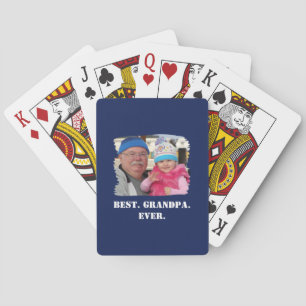 Custom Family Photo Abuelo Nonno Best Grandpa Ever Poker Cards