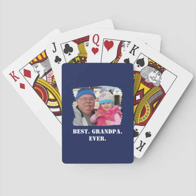 Custom Family Photo Abuelo Nonno Best Grandpa Ever Poker Cards (Back)