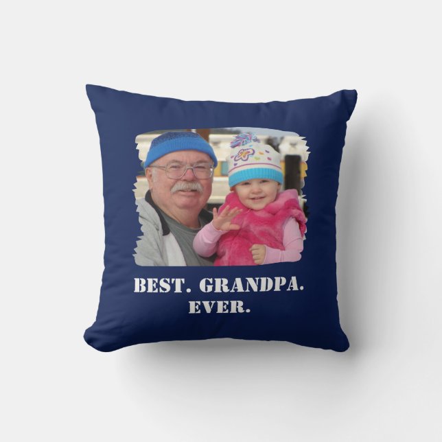 Custom Family Photo Abuelo Nonno Best Grandpa Ever Throw Pillow (Front)