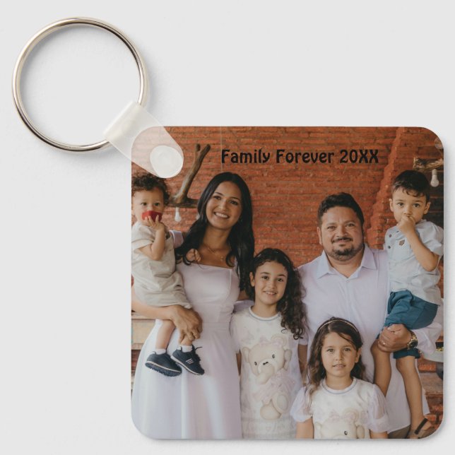 Custom Family Photo Aluminum Circle Keepsake Keychain (Front)