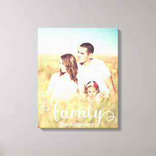 Custom family photo and calligraphy canvas print