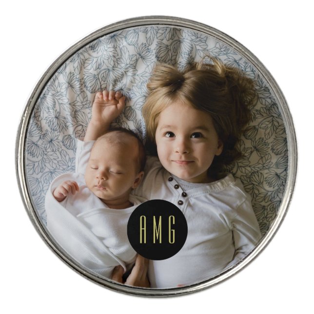 Custom Family Photo and Monogram Golf Ball Marker (Front)