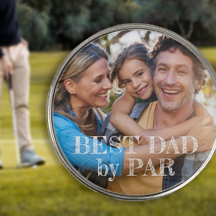 Custom family photo Best Dad by Par Golf Ball Marker