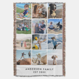 Custom Family Photo Blanket 12 Photo Woven Throw