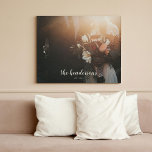 Custom Family Photo Canvas Print<br><div class="desc">This stylish canvas print features a custom family name in script text and a detail of the year your family was established. Your favorite family photo fills the background. Makes for excellent gifts for this newlywed couple and family holidays.</div>