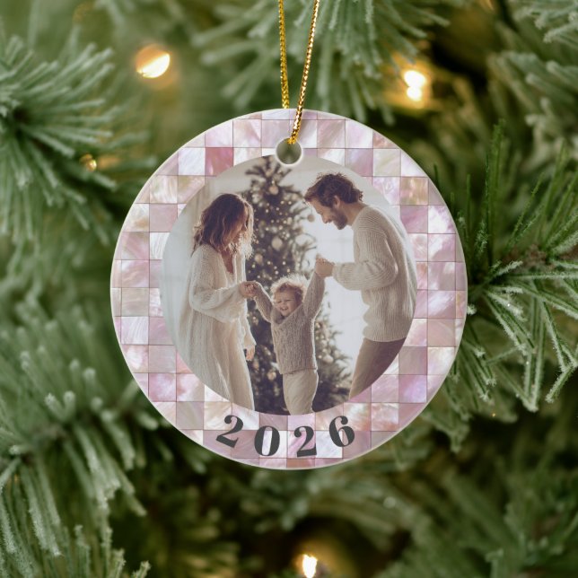 Custom Family Photo Christmas Ceramic Ornament  (Tree)