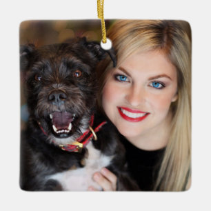 Custom Family Photo Christmas Ceramic Ornament