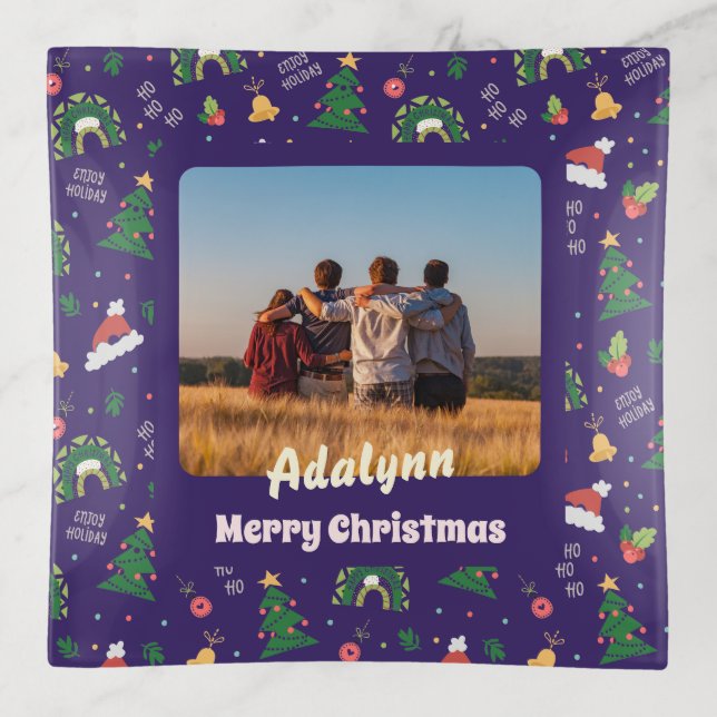 Custom Family Photo Christmas Gifts for Daughter Trinket Tray (Front)