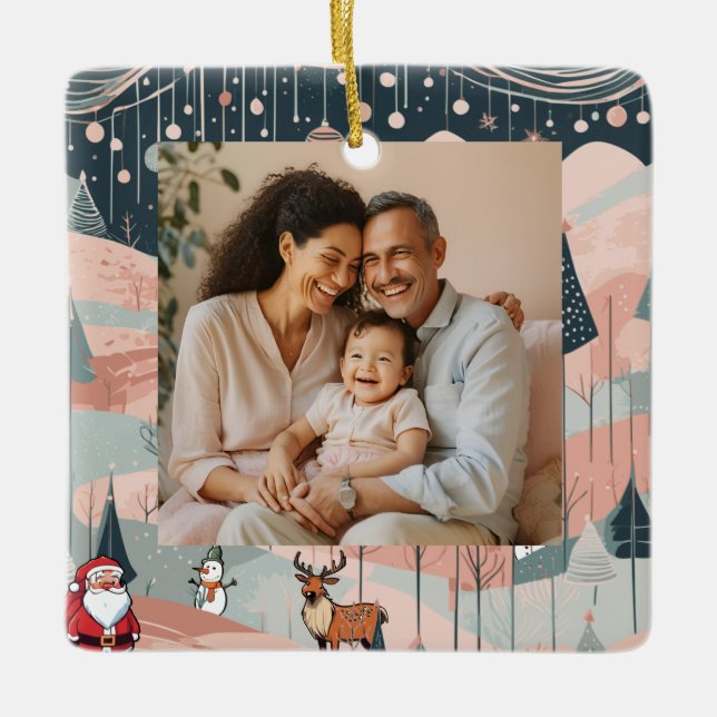Custom Family Photo Christmas Ornament (Front)