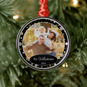 Custom Family Photo Christmas Personalized 2025 Metal Ornament