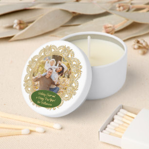 Custom Family Photo Christmas Personalized Text Mini Candle Favors