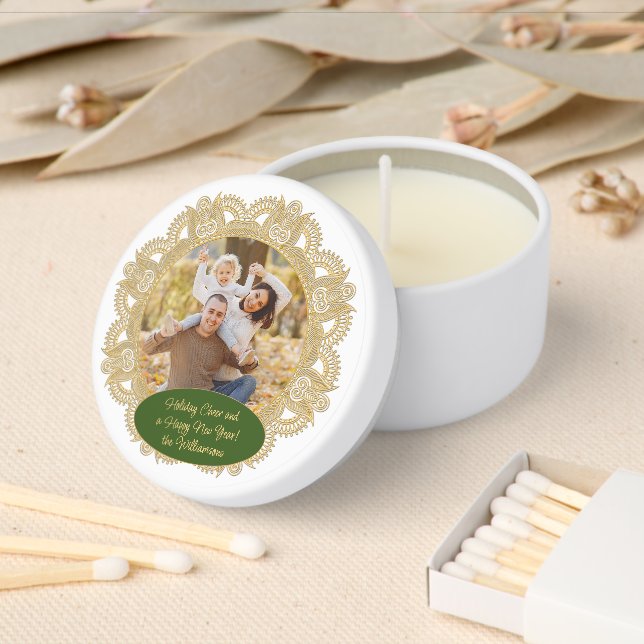 Custom Family Photo Christmas Personalized Text Mini Candle Favors (Insitu)