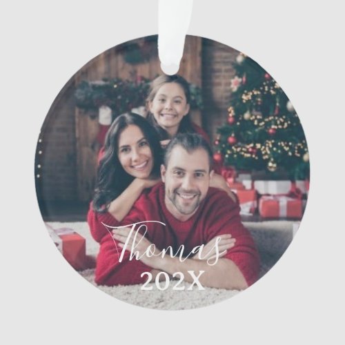 Custom family photo christmas  Script  Year  Orn Ornament