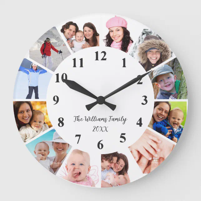 Custom Family Photo Clock - Personalized Clock | Zazzle
