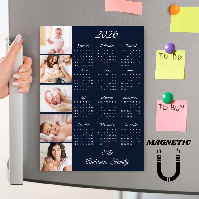 Custom Family Photo Collage 2026 Calendar Magnet (Creator Uploaded)
