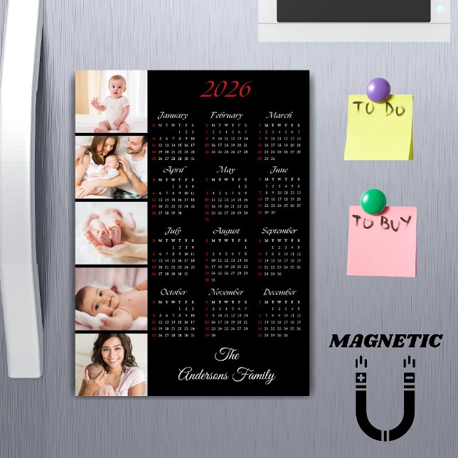 Custom Family Photo Collage 2026 Calendar Magnet (Creator Uploaded)