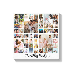 Custom Family Photo Collage 50 Pictures Canvas Print