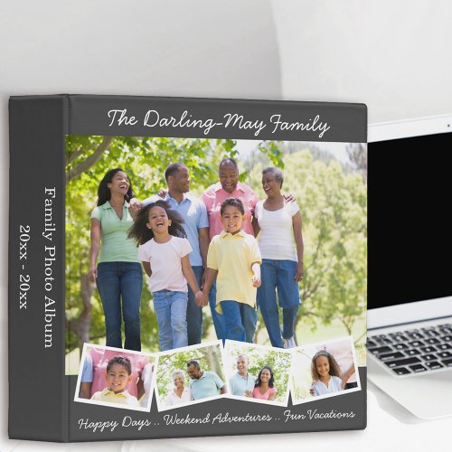 Custom Family Photo Collage Album w Zigzag Strip 3 Ring Binder